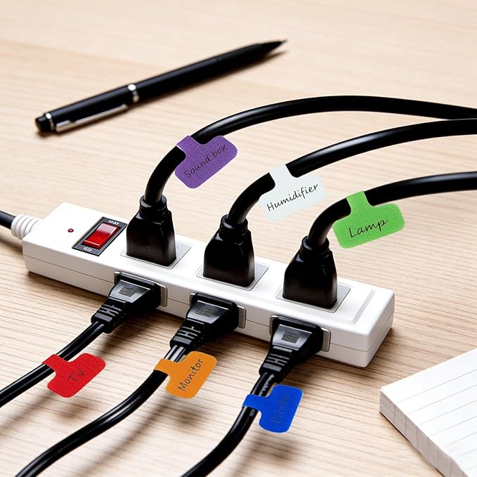 POMELUNE Cable Labels,Multi-Color Write On Cord Label for Cable Management,Organization,Electronics Computers,30 pcs