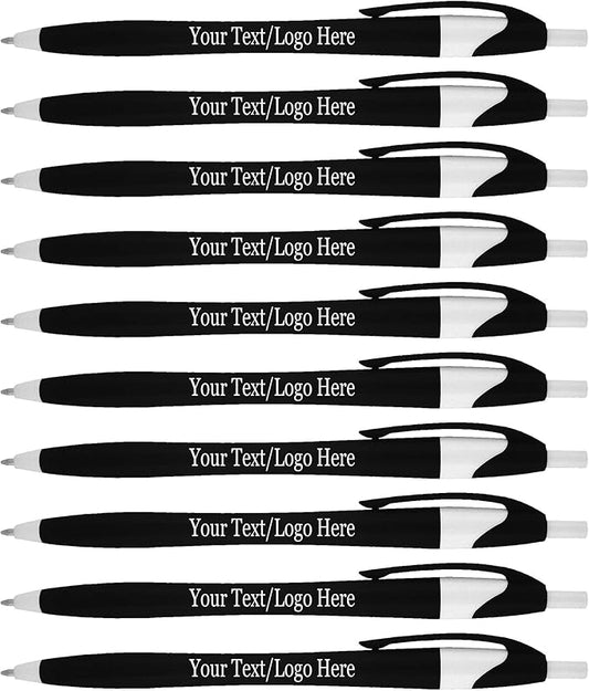 SyPen Personalized Pens With your Custom Logo or Text-1000 Pack Bulk-for Businesses, Parties, and Events, Custom Printed Slim Ballpoint Click Pens, Black Barrel Color, Black Ink