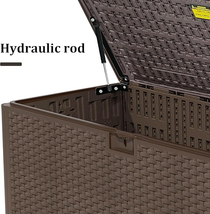 Yardgrace 180 Pro Gallon Deck Box,Outdoor Storage Box Lockable,Waterproof for Patio Furniture, Garden Tools, Pool Accessories, Package Delivery Boxes For Outside, Brown