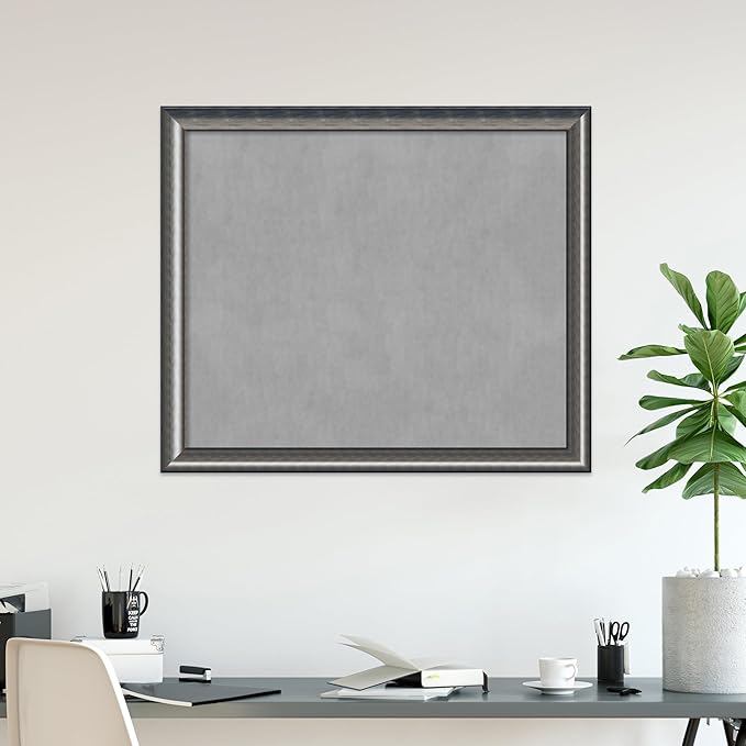 Amanti Art Silver Framed Magnetic Board 46x54 Oversize Vision Board for use with Magnets, 100% Metal Sheet to Display Items as Office Decor or for Home Organization in mudroom, Kitchen or Kids Room