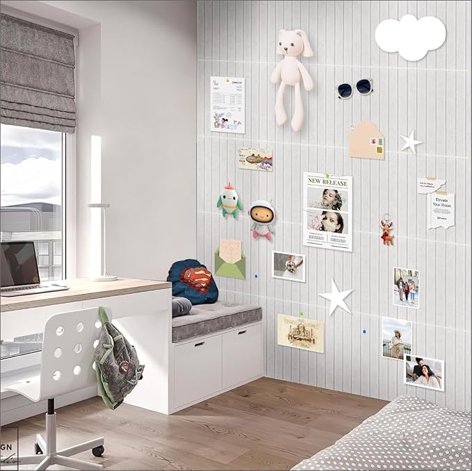 Smarpau Large Cork Board for Walls, 48"x36" Bulletin Board, 12 Pack Slat Felt Wall Tiles with Pushpins Removable Security Tabs, Pin Board for Office Wall Organizer Protector -Light Camel