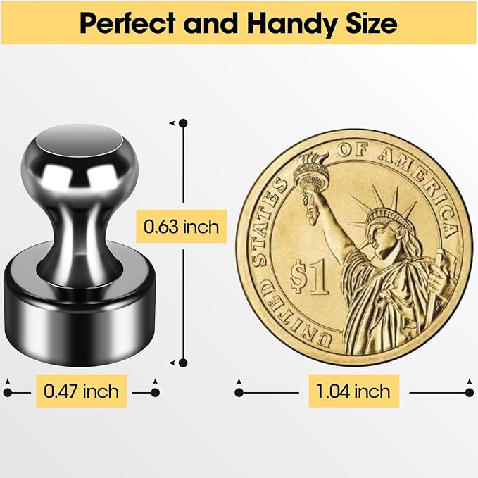 Junarter 45 Pack Magnetic Push Pins, Black Strong Fridge Magnets, Whiteboard Magnets, Refrigerator Magnets Strong, Dry Erase Board Magnets for Fridge, Whiteboard, Office, Classroom, Kitchen, Map