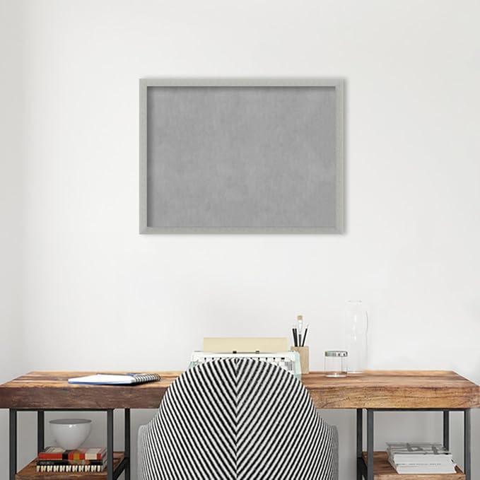 Amanti Art Silver Framed Magnetic Board 20x26 Medium Vision Board for use with Magnets, 100% Metal Sheet to Display Items as Office Decor or for Home Organization in mudroom, Kitchen or Kids Room