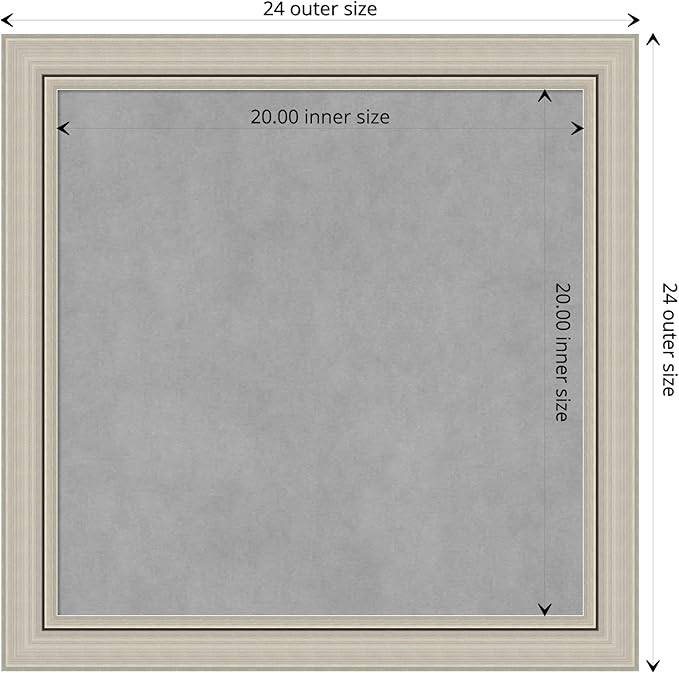 Amanti Art Silver Framed Magnetic Board 24x24 Medium Vision Board for use with Magnets, 100% Metal Sheet to Display Items as Office Decor or for Home Organization in mudroom, Kitchen or Kids Room