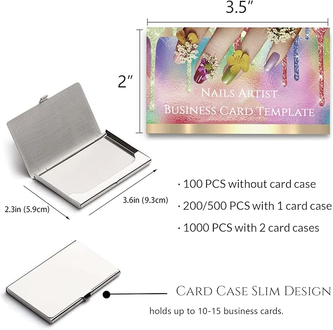 Custom Business Cards Personalized Business Cards for Small Business 300gsm Matte Paper Front & Back Sides Printed 3.5" x 2" - Nails Artist Template
