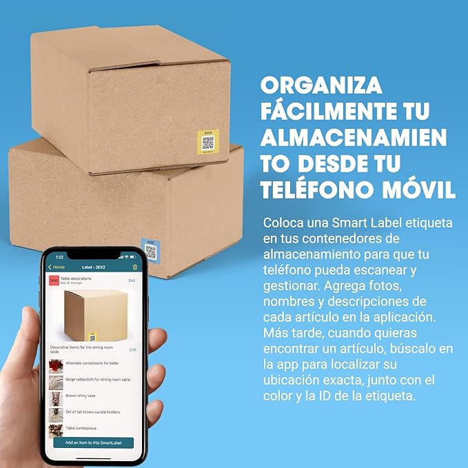 SmartLabels – Etiquetas QR en Español | Paquete de 48 | Multicolor | Calcomanías con App para Inventario Fácil, Organización de Bodegas o Etiquetas de Mudanza