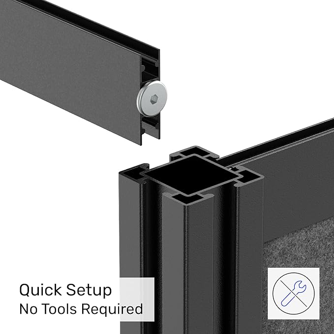 Workflow Modular Wall | Room Divider with Whiteboard, Sound Dampening, & Frosted Acrylic Panels | Expandable Office Partition for Privacy & Stability (53" x 48")