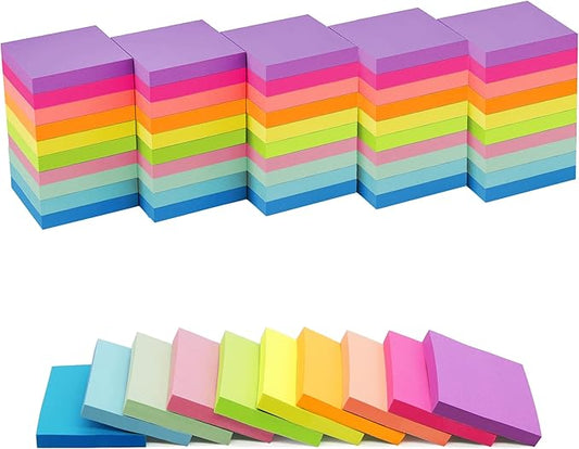(54 Pads) Mini Sticky Notes 1.5x2 in, 10 Colors Bright Small Sticky Notes Pad Strong Adhesive Post, Self-Stick Pads Small, Clean Removal, Suitable for School, Home, Office