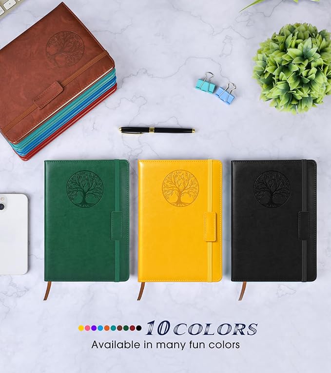 Biuwory Lined Journal Notebook for Women Men,256 Pages A5 Hardcover Leather Journals for Writing,Travel,Business,Work & School,College Ruled Notebooks for Note Taking,Diary Notepad 5.7"×8.3" yellow