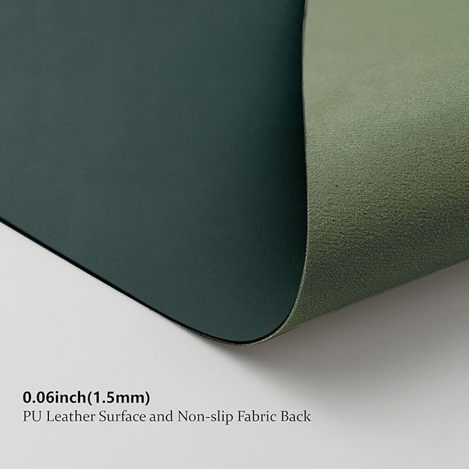 Leather Desk Mat - Non-Slip PU Desk Pad for Office and Home - Desk Organization and Accessories - Ideal for Large Mouse Pad and Desk Mats on Top of Desks (Dark Green,27.6"x 13.8")