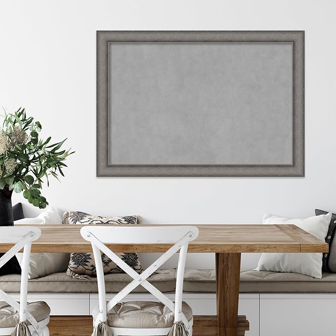Amanti Art Grey Framed Magnetic Board 28x40 Large Vision Board for use with Magnets, 100% Metal Sheet to Display Items as Office Decor or for Home Organization in mudroom, Kitchen or Kids Room