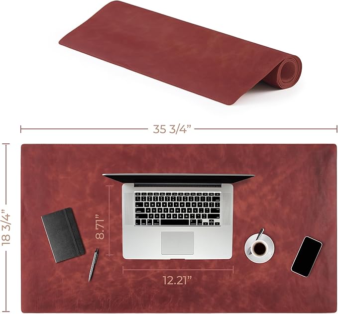 Node Leather - Genuine Leather Desk Mat - Executive Real Leather Desk Pad - Large (18 3/4" X 35 3/4") | Non-Slip Desk Blotter