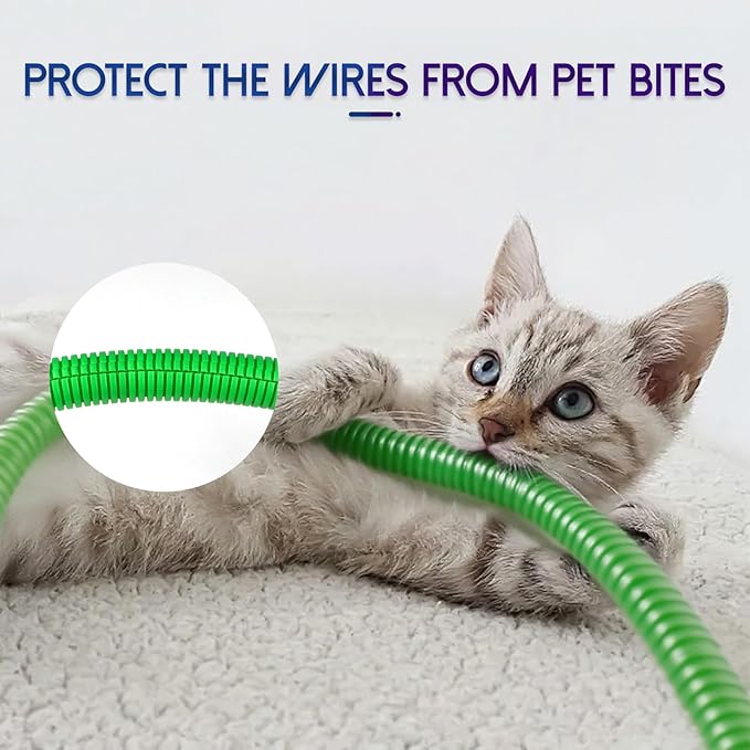 Split Wire Loom Tubing,10,25ft Cord Protectors from Pets No Chew, Flexible Wire Covers Cord Protectors, Protective Split Cable Sleeve for Automotive Home Industrial Wires(Green, 0.98inch-10ft)