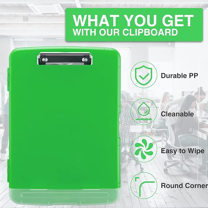 Sooez Clipboard with Storage, High Capacity Nursing Clip Board 8.5 x 11 with Pen Holder & Low Profile Clip, Plastic Clipboards Case Box, Teacher Must Haves School Office Supplies,Letter Size/ A4