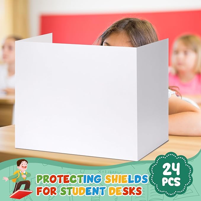 Zhehao 24 Pcs Privacy Boards for Student Desks Bright Colored Classroom Desk Divider Trifold Table Panel Privacy Folders Screen Partition for School Teacher Student Study Test Home