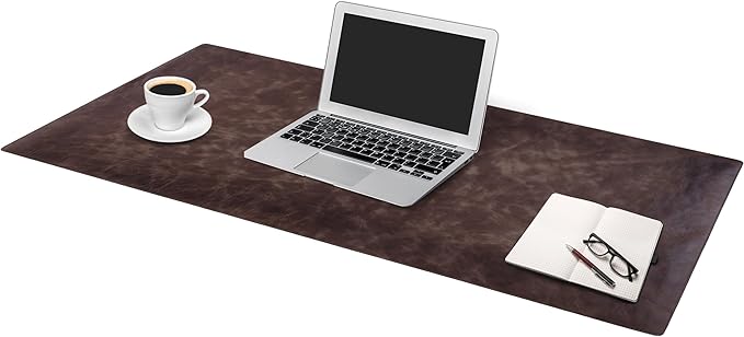Node Leather Calfskin Leather Desk Pad – Executive Office Desk Mat with Non-Slip Bottom – Smooth Surface for Mouse & Keyboard – Wide Desk Protector 15 3/4" x 38"