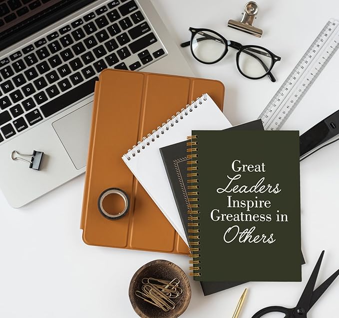 OXW Leadership Gifts Notebook Journal, Leader Gifts for Women Men, Meeting Notebook for Work, Thank You Gifts for Leader Boss Mentor Supervisor, Olive Green Spiral Notebook 5.5 x 8.3