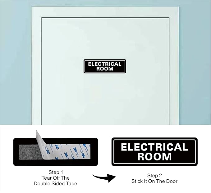 Electrical Room Sign - Premium Durable Acrylic Material, Super Strong Self-adhesive, Quick Installation, Suitable for Your Home and Business (9 × 3 Inches, Black)