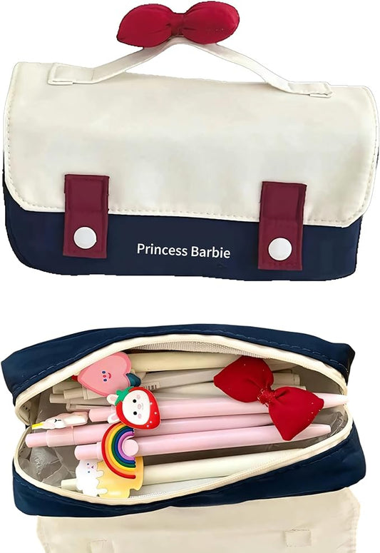 Fiaoudm Cute Bow Pencil Case – Durable Single Compartment Stationery Organizer for School Supplies, Art, and Travel | Ideal Gift for Girls, Students, and Young Learners