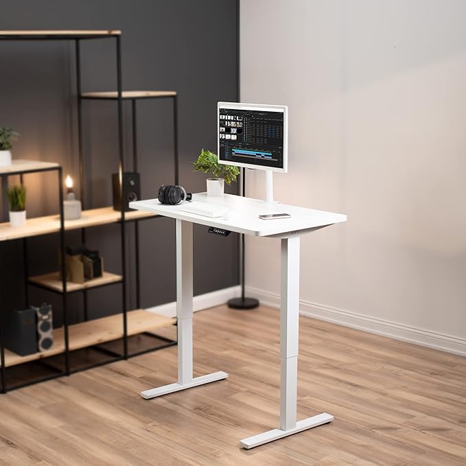 VIVO Electric 43 x 24 in Standing Desk, Memory Height Adjustment, 1B Series, Holds 220 lbs, White Top, White Frame, DESK-1W4W
