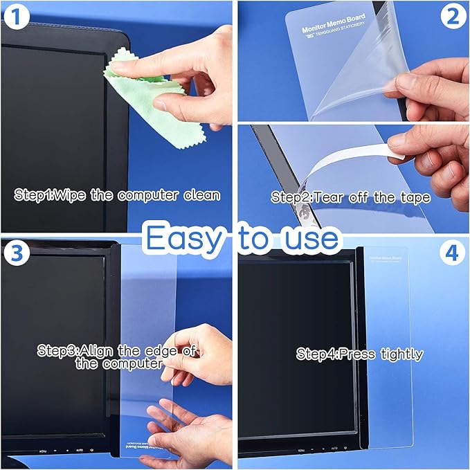 Zonon 4 Pieces Computer Monitor Notes Screen Monitor Memo Board Sticky Note Holder Message Board Computer Side Panel for Office Home Desktop Left and Right