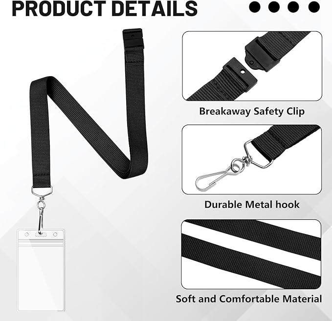 24-Pack Rainbow Breakaway Lanyards with Waterproof Badge Holders, Polyester Neck Straps for ID Cards, Events, Office, and Schools