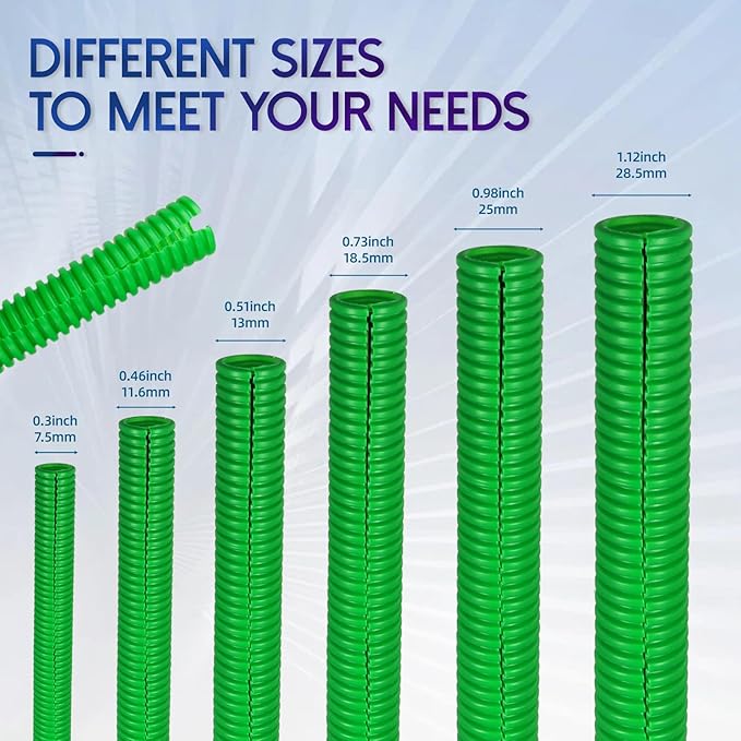 Split Wire Loom Tubing,10,25ft Cord Protectors from Pets No Chew, Flexible Wire Covers Cord Protectors, Protective Split Cable Sleeve for Automotive Home Industrial Wires(Green, 0.98inch-10ft)