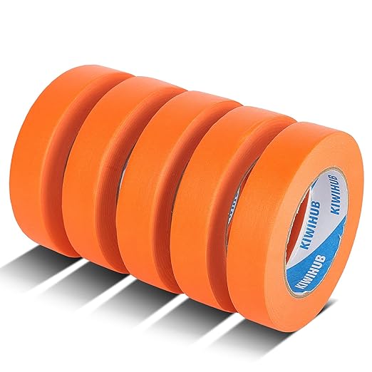 KIWIHUB Orange Painters Tape,1 inch x 60 Yards x 5 Rolls (300 Yards Total) - Medium Adhesive Masking Tape for Painting,Labeling,DIY Crafting,Decoration and School Projects