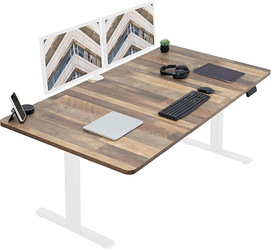 VIVO Electric 71 x 36 in Standing Desk, Memory Height Adjustment, 1B Series, Holds 220 lbs, Reclaimed Wood Top White Frame, DESK-KIT-1W7P-36