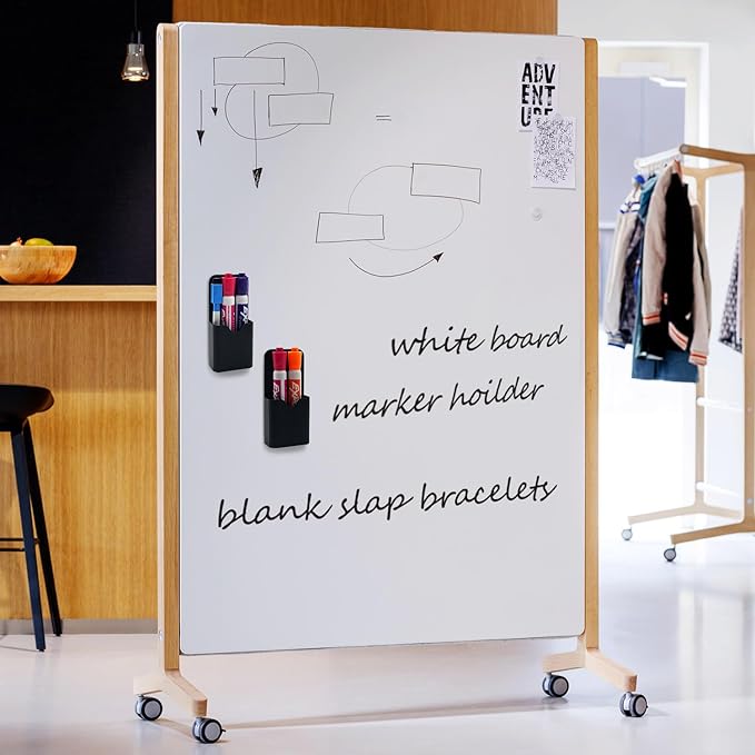 VieFantaisie 2 PCS Magnetic Pen Marker Holder, Magnetic Dry Erase Marker Holder, Magnet Pen Pencil Storage for Fridge, Whiteboard, School, Office, Home, Black