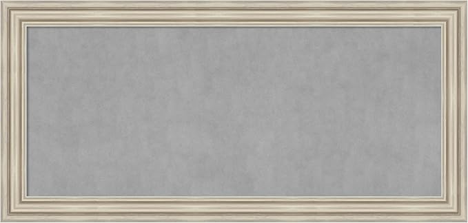 Amanti Art Silver Framed Magnetic Board 26x54 Oversize Vision Board for use with Magnets, 100% Metal Sheet to Display Items as Office Decor or for Home Organization in mudroom, Kitchen or Kids Room