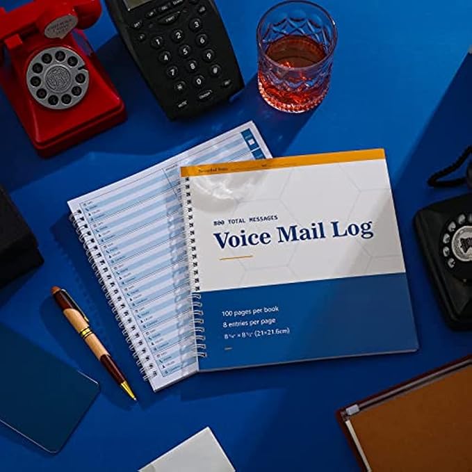 Geyee Phone Message Voice Mail Log Book 8. 27 x 8. 5 Inches Voicemail Message Pads 8 Per Page, 800 Book for Office(4 Pads)