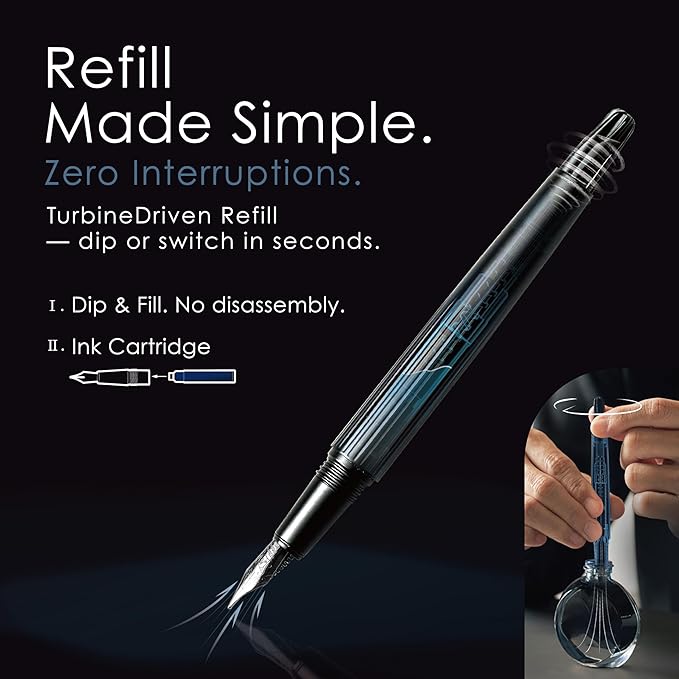TAG Submarine Luxury Fountain Pen – TurbineDriven Refill, Gold-Plated Fine Nib, Elegant Writing Gift for Men & Women, Designed by Award-Winning Team