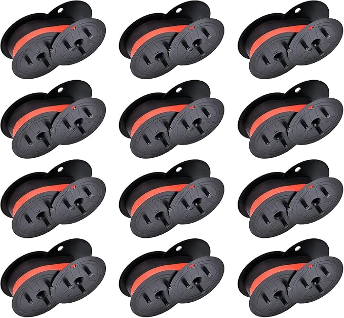 12-Pack Canon Calculator Ribbon Red/Black – 18ft x 0.5in Sharp EL-1197PIII Ribbon – Compatible Ink for MP21DX MP11DX MP25DV MP27D and Other Models, Easy Installation, Long-Lasting Two-Color Printing