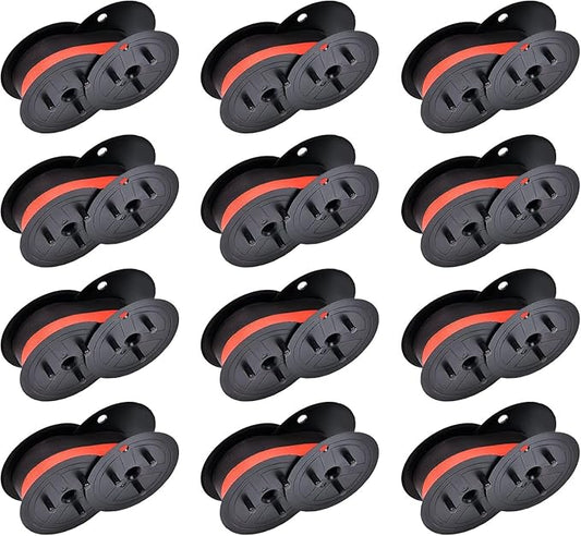 12-Pack Canon Calculator Ribbon Red/Black – 18ft x 0.5in Sharp EL-1197PIII Ribbon – Compatible Ink for MP21DX MP11DX MP25DV MP27D and Other Models, Easy Installation, Long-Lasting Two-Color Printing