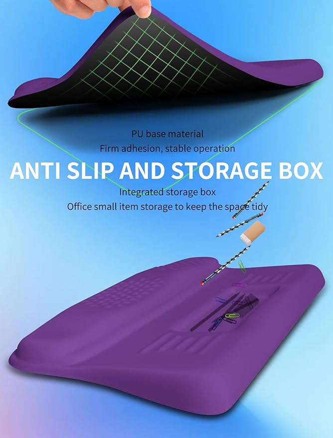 KUOSGM Ergonomic Wave Wrist Rest with Keyboard Stand, Cushioned Palm Rest, Comfortable Integrated Memory Foam for Natural Typing and Relieve Wrist Pain, Rich Purple