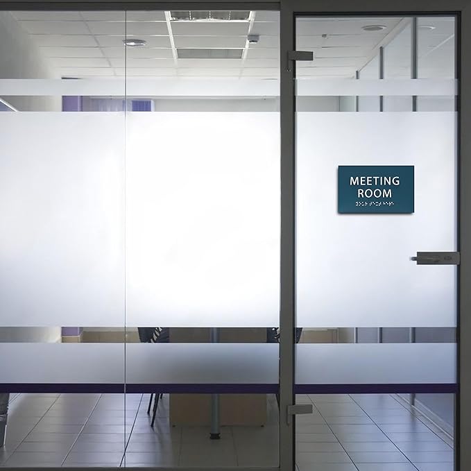 ADA CENTRAL SIGNS - 6" X4" Meeting Room Sign - ADA Compliant Tactile Graphics Grade 2 Braille Text Acrylic Wall Sign | Privacy, Interview, Room Name Sign for Schools, Hospitals, Offices, & Apartments