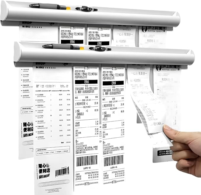 2 Pack Ticket Holders Receipt Holder for Restaurant, No Drill Restaurant Order Ticket Holders for Kitchen Office Walls Refrigerator Home Pubs Bars Cafes(16 Inch, Sliiver, 2p)