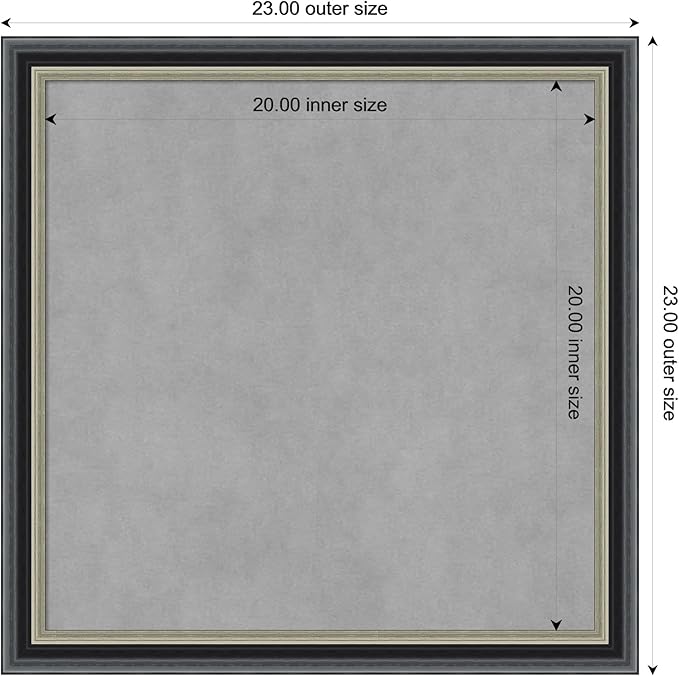 Amanti Art Black Framed Magnetic Board 23x23 Medium Vision Board for use with Magnets, 100% Metal Sheet to Display Items as Office Decor or for Home Organization in mudroom, Kitchen or Kids Room