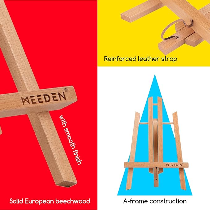 MEEDEN 12 Inch Small Tabletop Easel: 12 Pack Beech Wood Easel for Painting - Display Table Top Easel Canvas Stand for Painting Sign