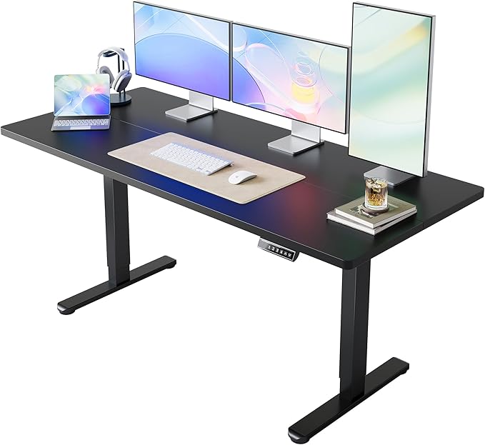 HUANUO 71 x 30 inch Electric Standing Desk Adjustable Height, 4 Memory Height Settings, Sit Stand Up Desk for Home Office & Computer Workstation, Black