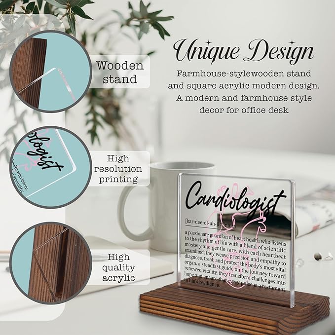 Cardiologist Gifts, Thank You Desk Sign for Heart Specialists, Appreciation Plaque for Cardiology Doctors, Office Decor for Medical Professionals PA040