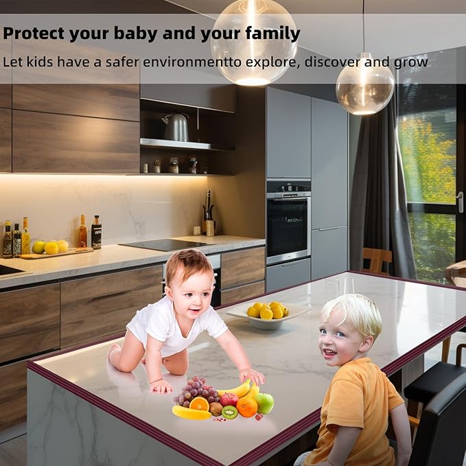 VOCOMO Corner Protector for Baby, Widen Edge Protector with Adhesive Backing, Baby Proofing Edge Corner Protect Self Adhesive Furniture Guard Bumper for Table, Desk, Fireplace (Dark Brown, 6.6ft)
