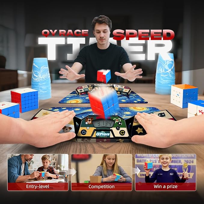 Professional Speed Cube Timer,Touch Control Timer with Display,Cube Race Stack Competition a Stocking Stuffers for Boys and Girls