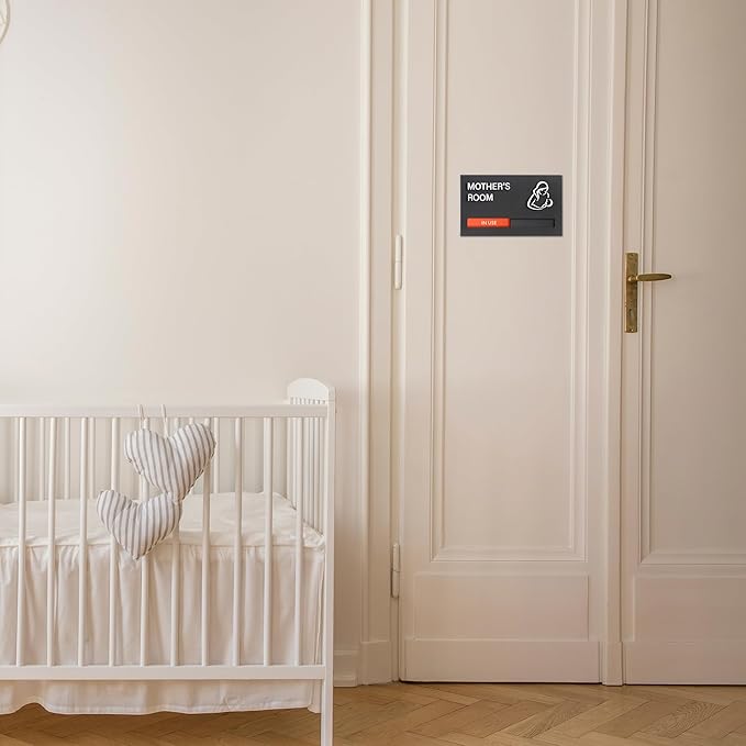 Noah Baby ""9x5 Privacy Slider Sign - In Use/Available for Mother's Rooms, Conferences, Wellness Areas | Office & Hospital Door Indicator"", Black