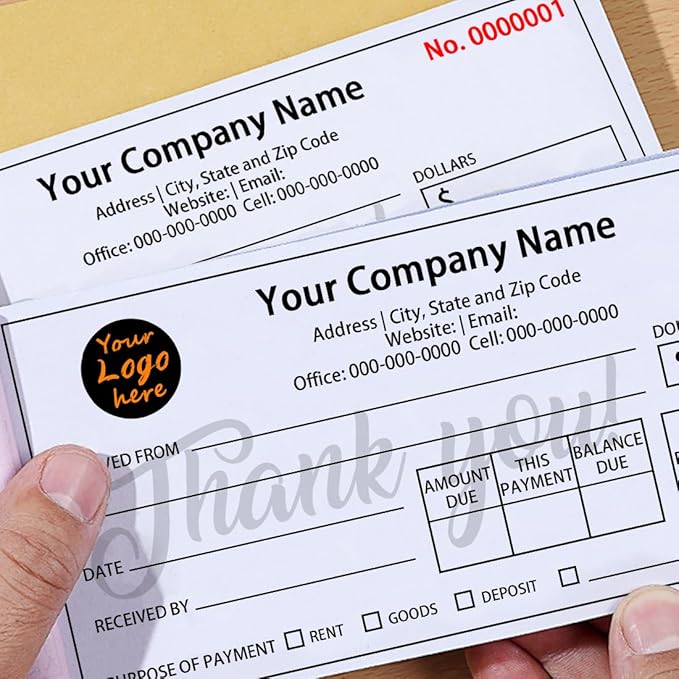 Personalized Invoice Book Custom 2 Part/3 Part Receipt Book Quote Estimate Order Forms Carbonless Form with Your Company Name Logo Address,2-10 Books (Style 3)