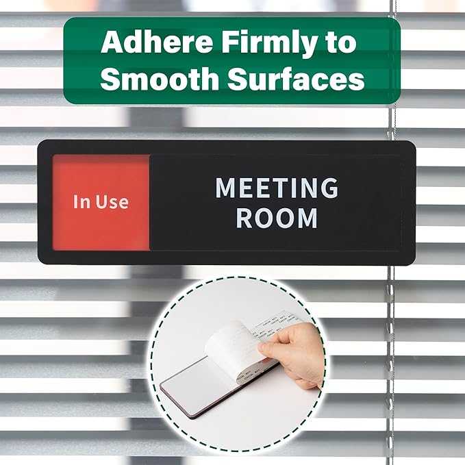 Meeting Room Office Door Sign Do Not Disturb,Versatile In-Use/Available Slider Sign for Business Home, Meeting Vacant Occupied Privacy Room Sign, Frosted Black 8" x 2.6"