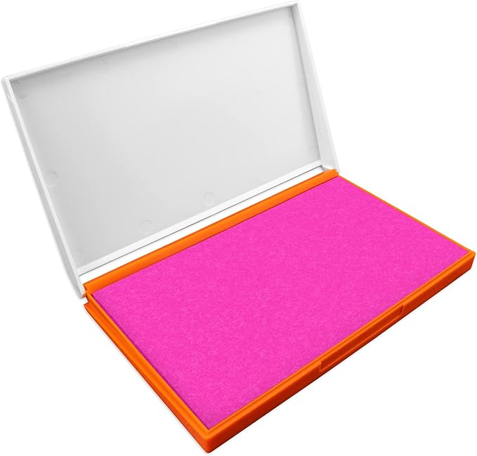 Plastic Case Stamp Pad Large Size, Pink Color - Size: 4" x 7" - Choose from 15 Ink Colors