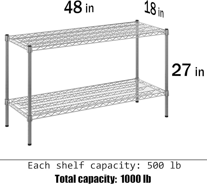 Regal Altair 18" Deep x 48" Wide x 27" Height Wire Shelving Kit | 2-Tier | NSF Commercial Storage Rack Unit