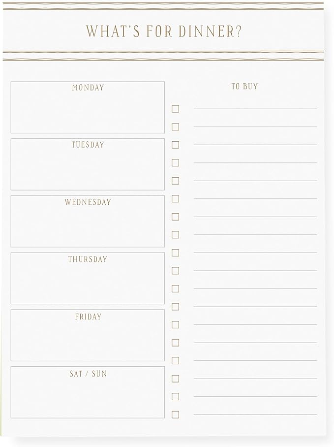 Graphique Large Magnetic Notepad, Gold Stripes–150 Sheets, 6” x 8”–Front Says,“What’s For Dinner”, Sticks to Any Magnetic Surface, Perfect for Shopping Lists, Makes a Great Gift (MLN002)